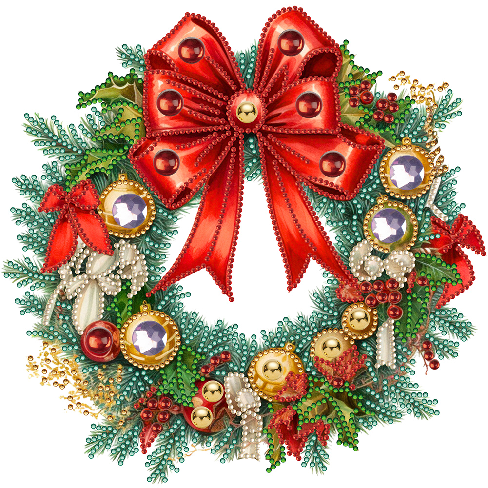 Christmas Wreath 30*30cm(canvas) special shaped drill diamond painting