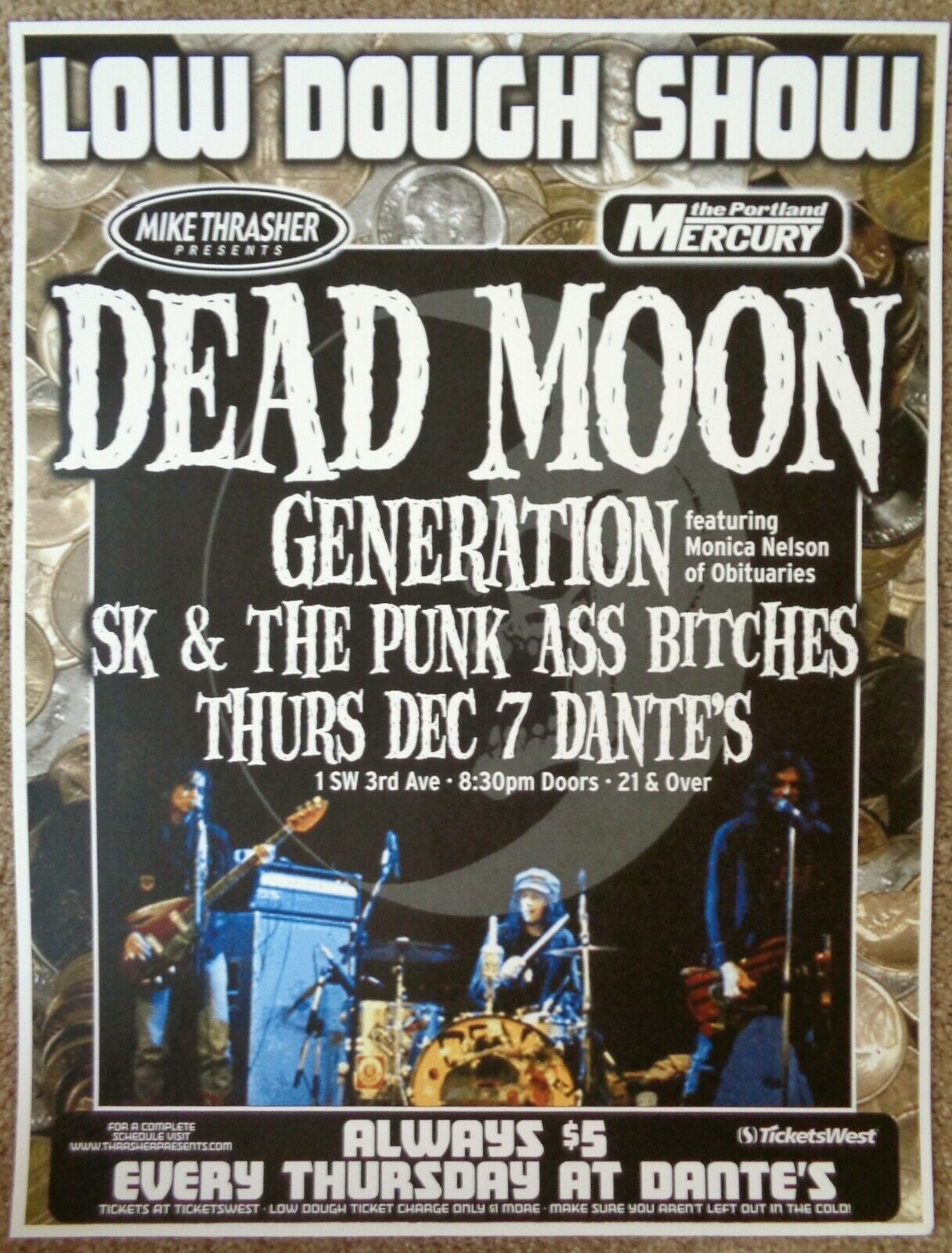 DEAD MOON 2006 Gig POSTER Portland Oregon Concert Fred & Toody Cole December