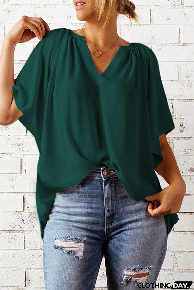 Green Pleated Loose Top