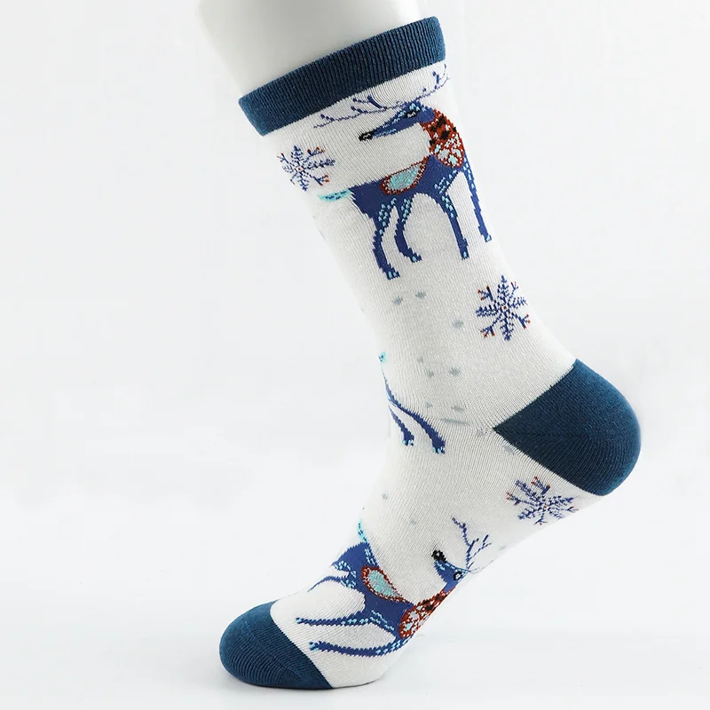 Christmas Style Print Jacquard Weave Soft Cotton Women’s Socks