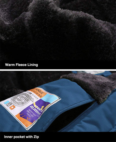 Men's Winter Jacket Waterproof Ski Snow Jacket Warm Fleece Coat Parka Raincoats With Multi-Pockets