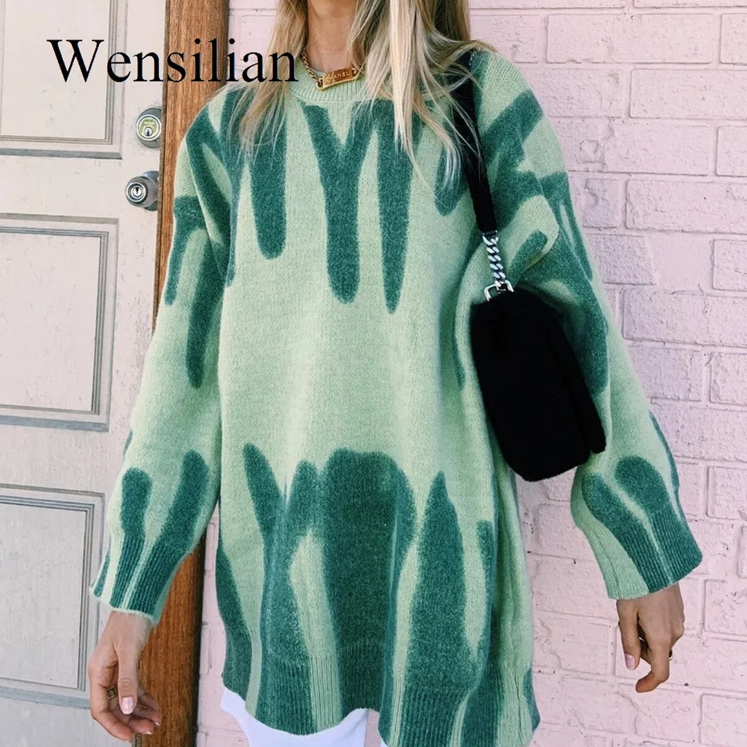 Knitted Sweaters Women Oversize Pullovers Winter Tops Female Casual Long Jumpers Ladies Pull Femme Y2K Strpied Sweaters