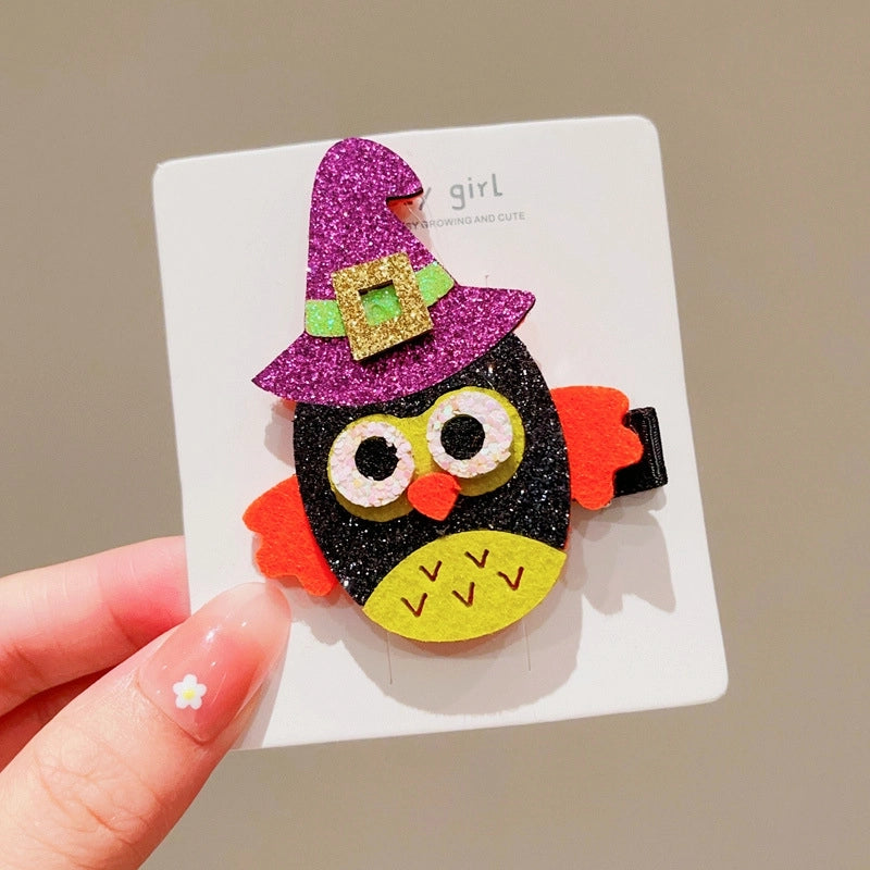 Halloween Cute Funny Women’s Pumpkin Cat Bow Knot Hair Clip