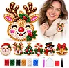 6PCS DIY Christmas Pearl Diamond Painting Brooch Kit for Adults, Wearable Pins