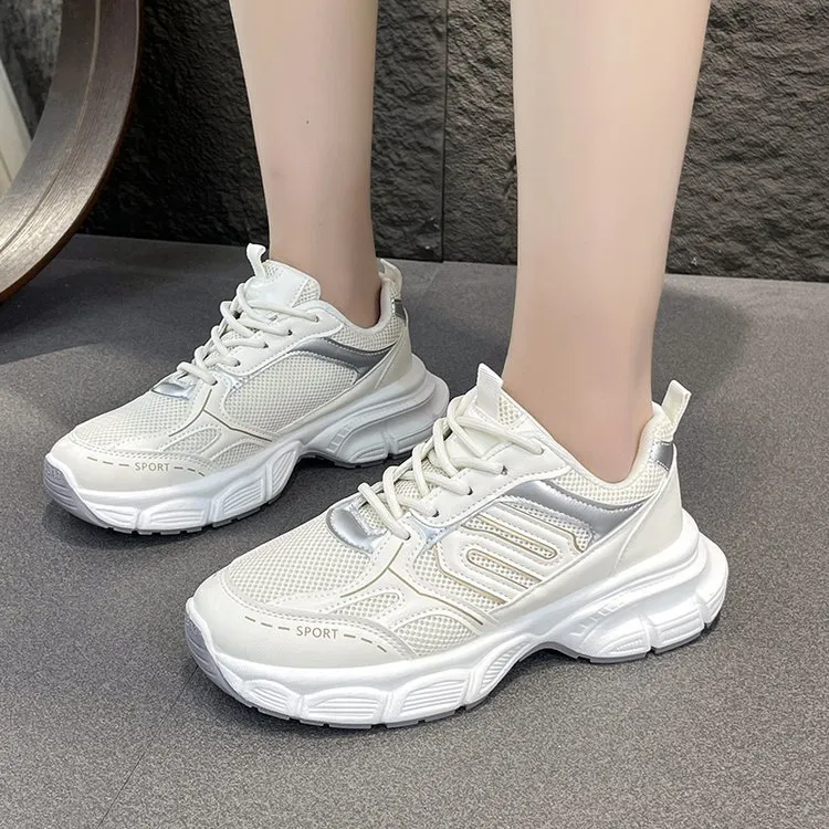 Churchf Churchf New 2024 Summer Breathable Mesh Sports Forrest Gump Shoes Silver Trend Casual Shoes