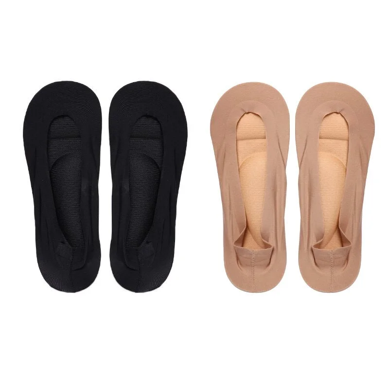 1/2Pairs Ladies 3D Boat Socks Breathable Cushion Bow Foot Massage Health Care Invisible Socks Silicone Anti-off Silk Boat Socks