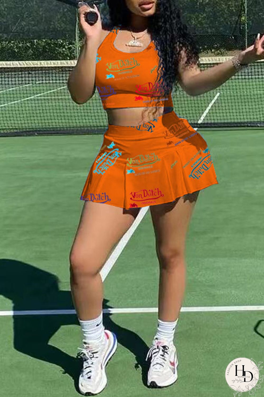 White Casual Letter Print Patchwork U Neck Sleeveless Two Pieces