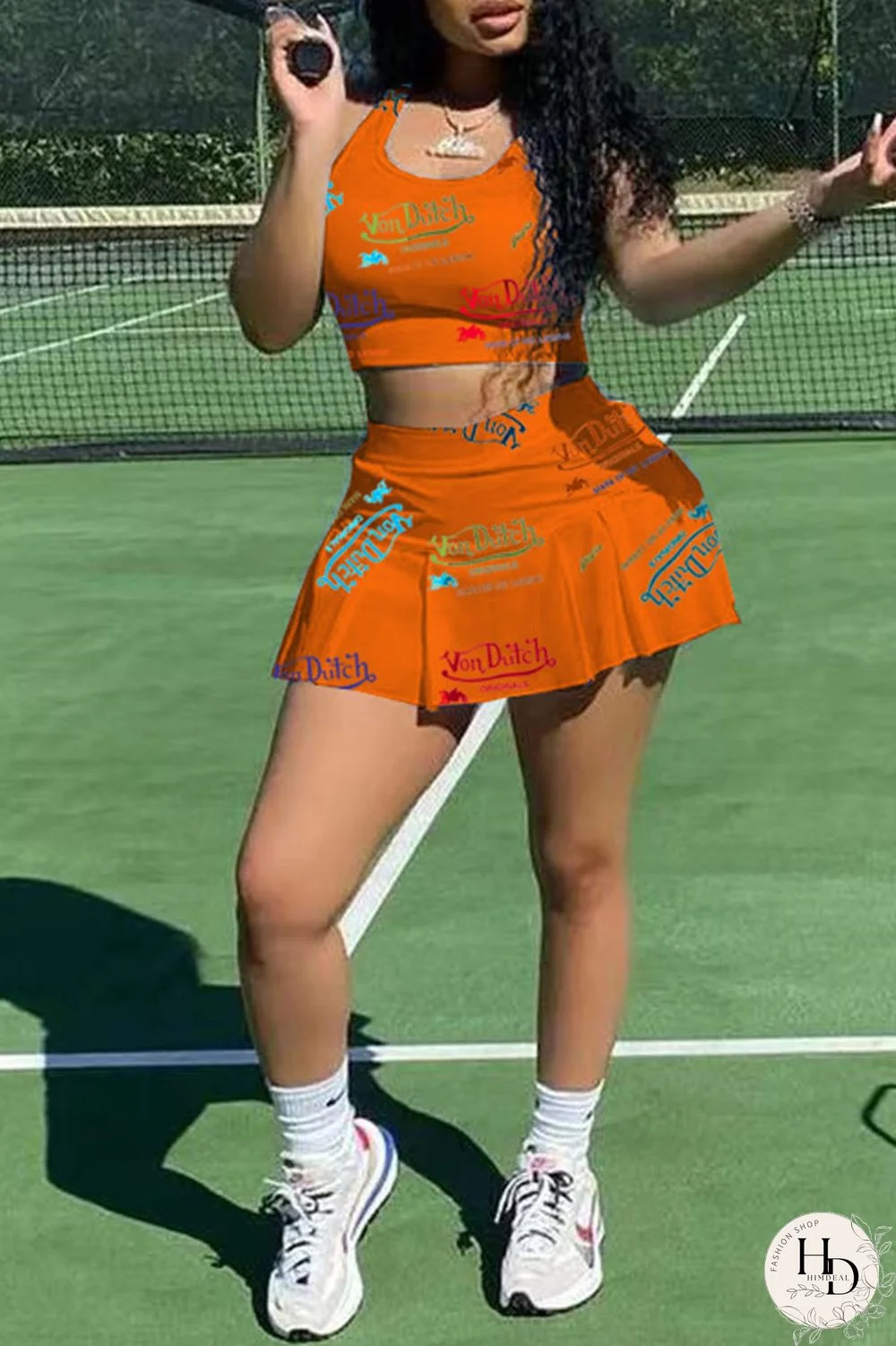 White Casual Letter Print Patchwork U Neck Sleeveless Two Pieces