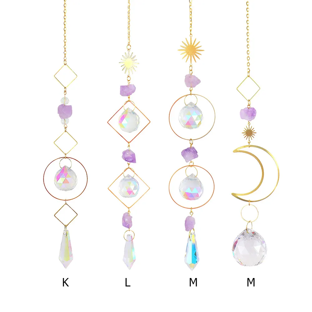Metal Rainbow Collection Hanging Sun Crystal Prisms Home Wall Decoration
