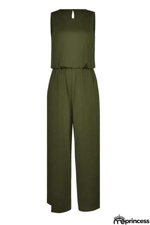O Neck Pockets Sleeveless Jumspuit