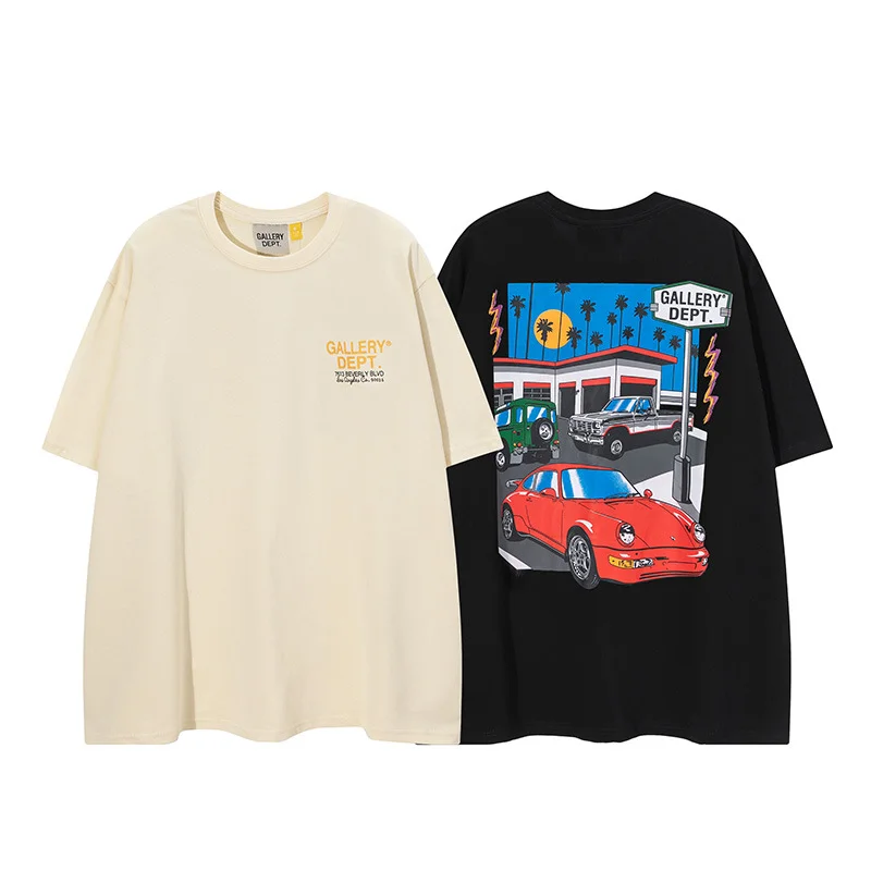 Gallery Dept Retro Washed Distressed Cartoon Car Short Sleeves