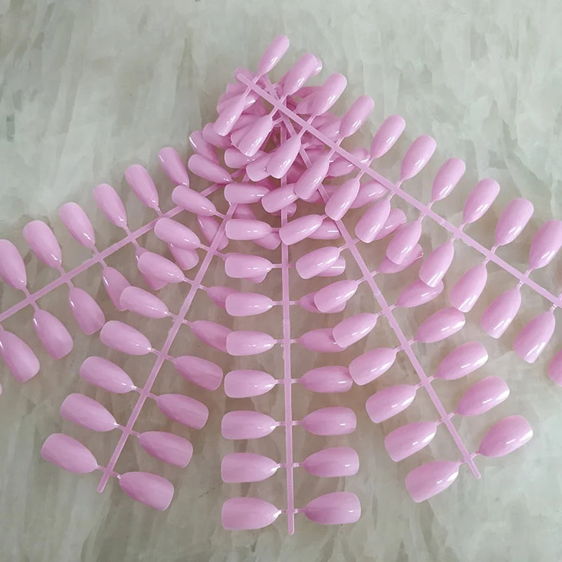 18 Colors Full Cover Stiletto Fake Nails Short Sharp Pointed False Nail Art Tips Acrylic Almond Nails Press On Nail Art Designs-Nail Inspo