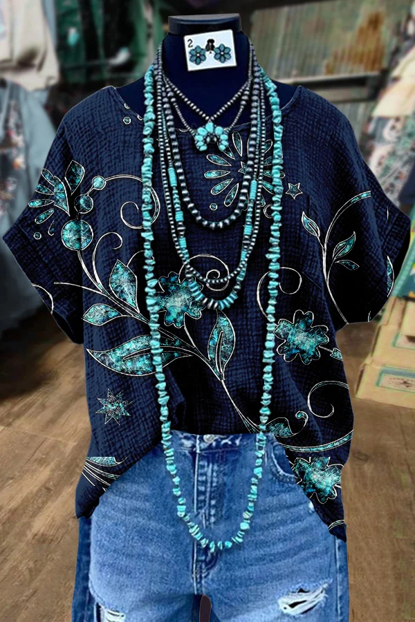 Art Floral Print Dolman Sleeve Top