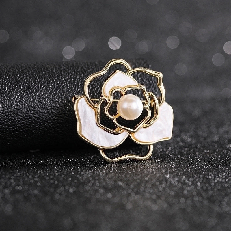 Fashion Pin Flower Alloy Plating Inlay Artificial Gemstones Pearl Women’S Brooches