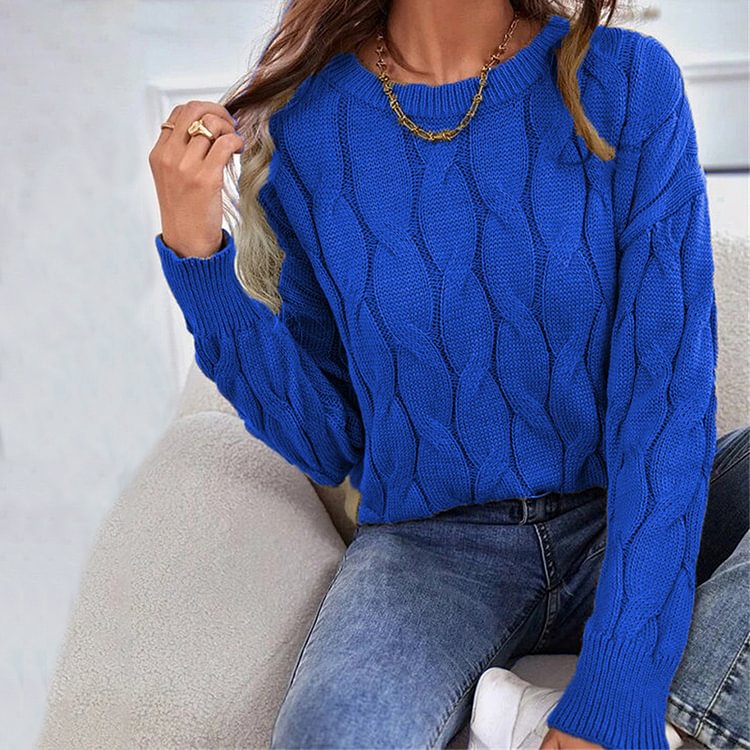 Comstylish Crewneck Loose Twist Knit Pullover Sweater
