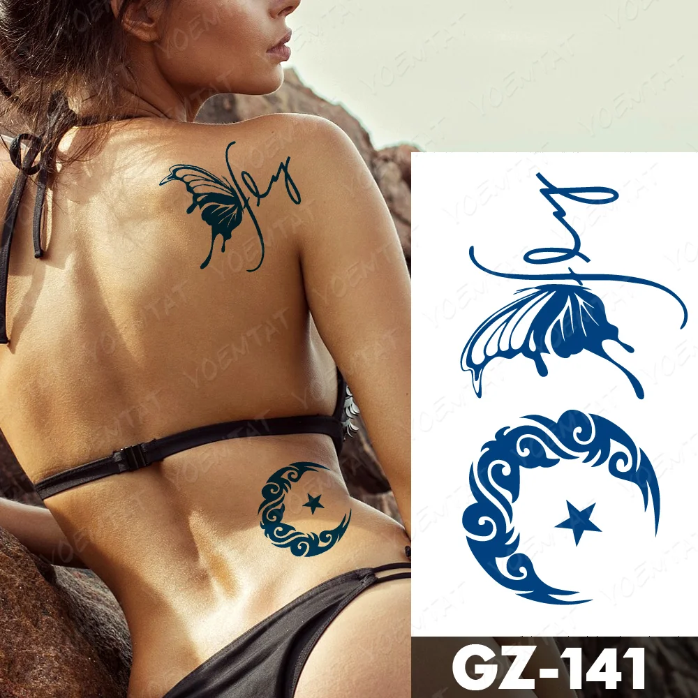 Sdrawing Lasting Ink Tattoos Body Art Waterproof Temporary Tattoo Sticker Butterfly Fairy Tatoo Arm Fake Feather Rose Swallow Tatto