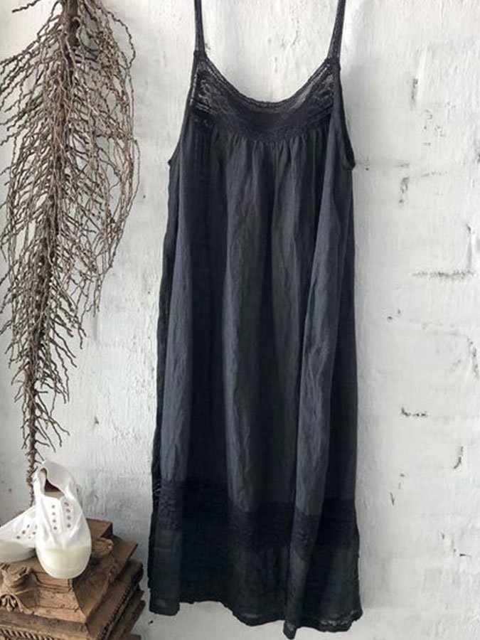 Casual Panel Lace Slip Dress