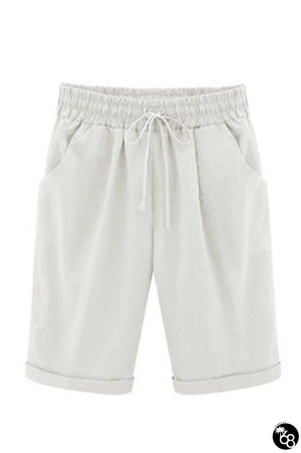 Solid Casual Self-tie Side Pockets Short Pants | 168DEAL