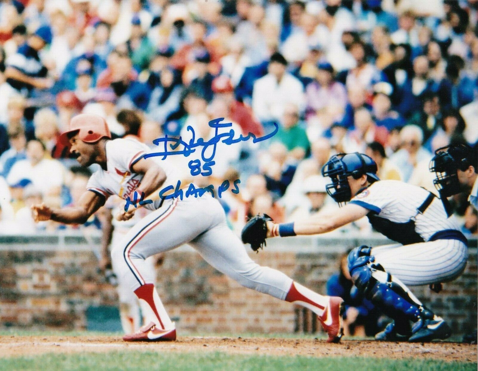 IVAN DEJESUS ST. LOUIS CARDINALS 1985 NL CHAMPS ACTION SIGNED 8x10