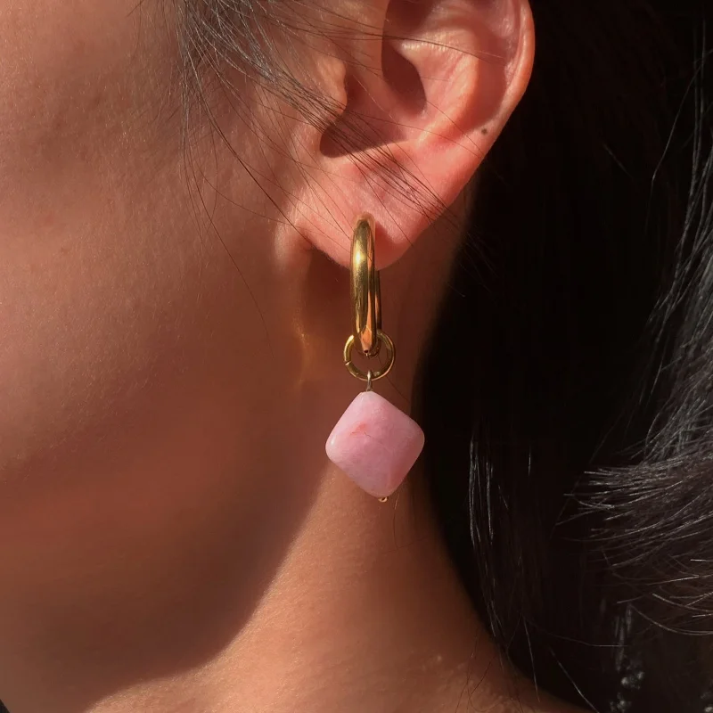 Pink Natural Stone Earrings