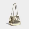Stylish Silver Square PU Leather Bucket Shoulder Bag