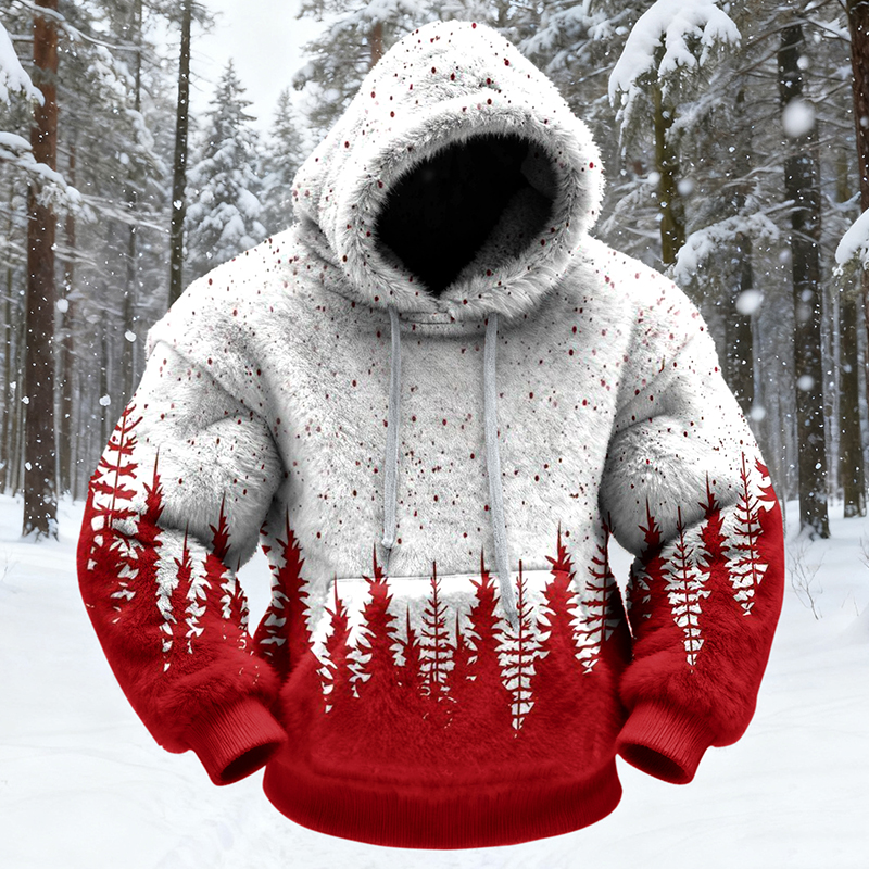 Men's Christmas Art Cozy Plush Hoodie elevenforest