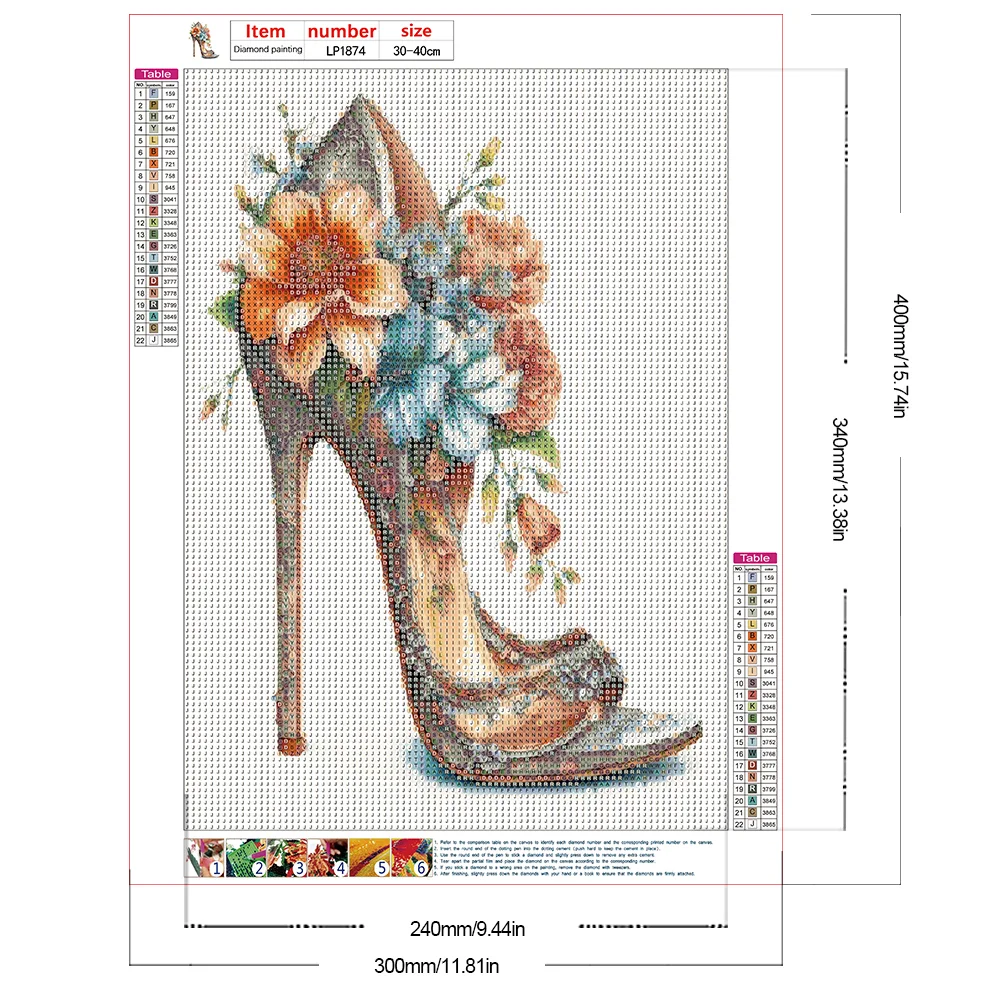Diamond Painting - Full Round Drill - Flower High Heels(Canvas|30*40cm)
