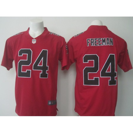 Men's  Falcons #24 Devonta Freeman Red Limited Rush Stitched NFL Jersey