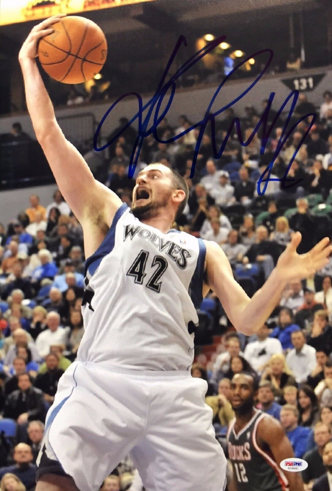 Kevin Love Signed Minnesota Timberwolves Basketball 12x18 Photo Poster painting PSA AD38442