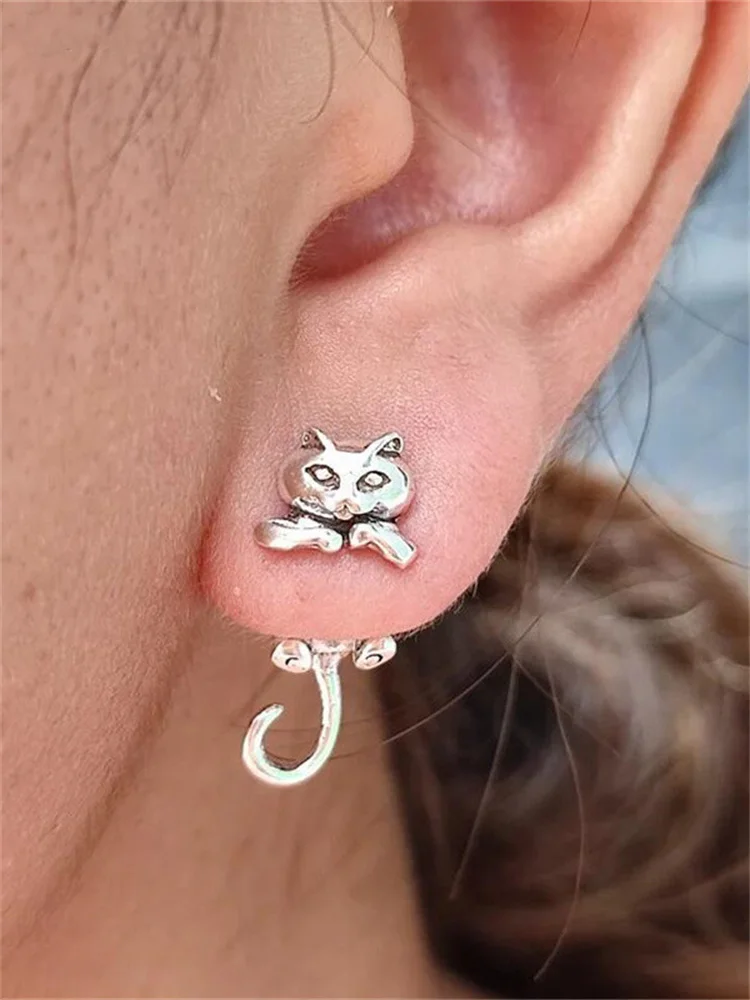 Creative Cat Piercing Stud Earrings