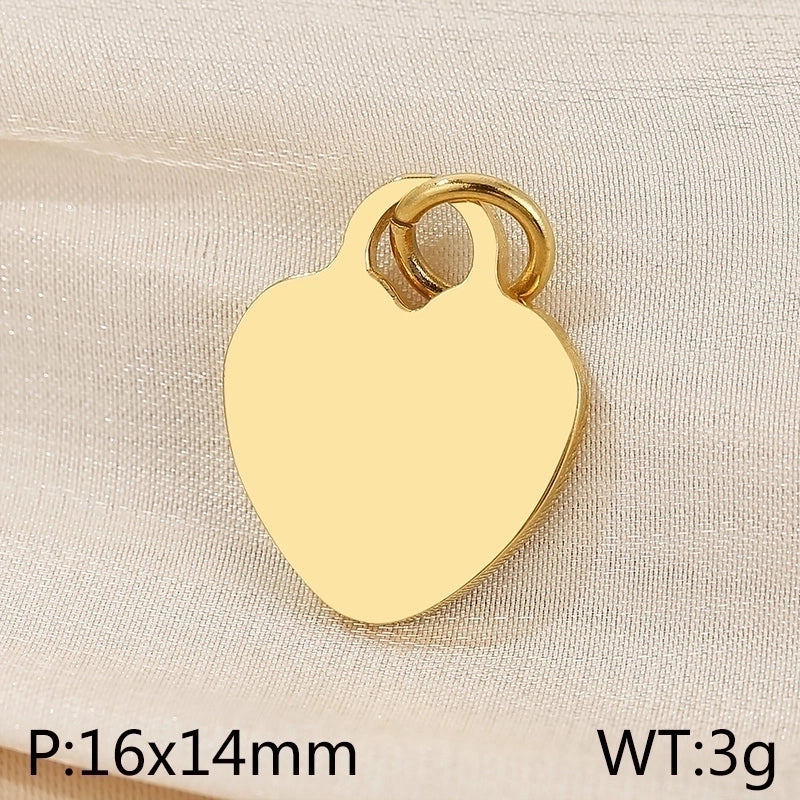 Basic Heart Shape Stainless Steel 18K Gold Plated Enamel Charms