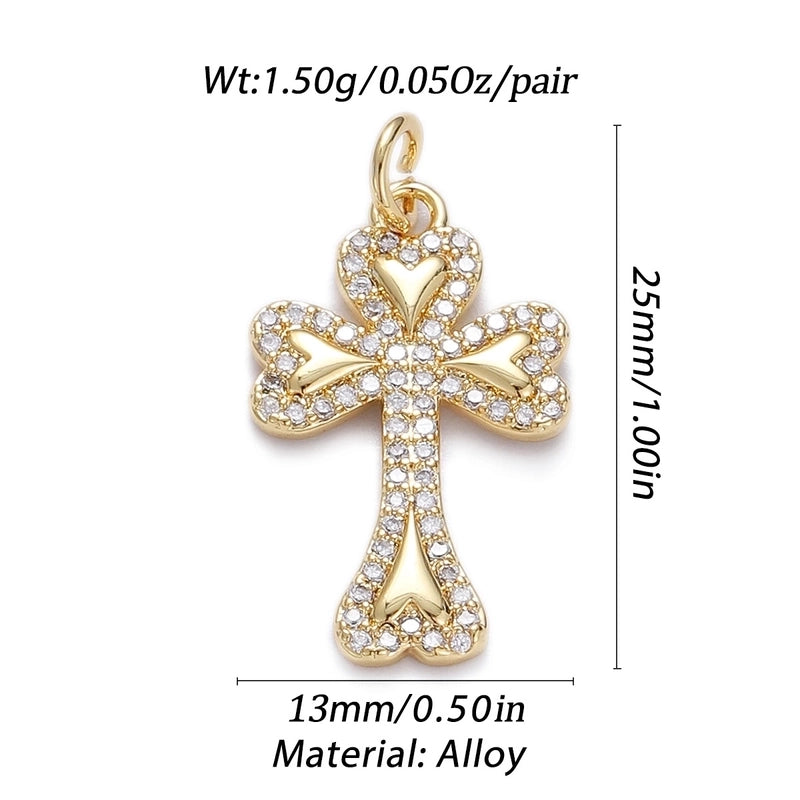 1 Piece Copper Zircon Cross Pendant