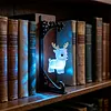 Glowing Owl Metal Bookend Lamp Iron Shelf Organizer Vintage Style
