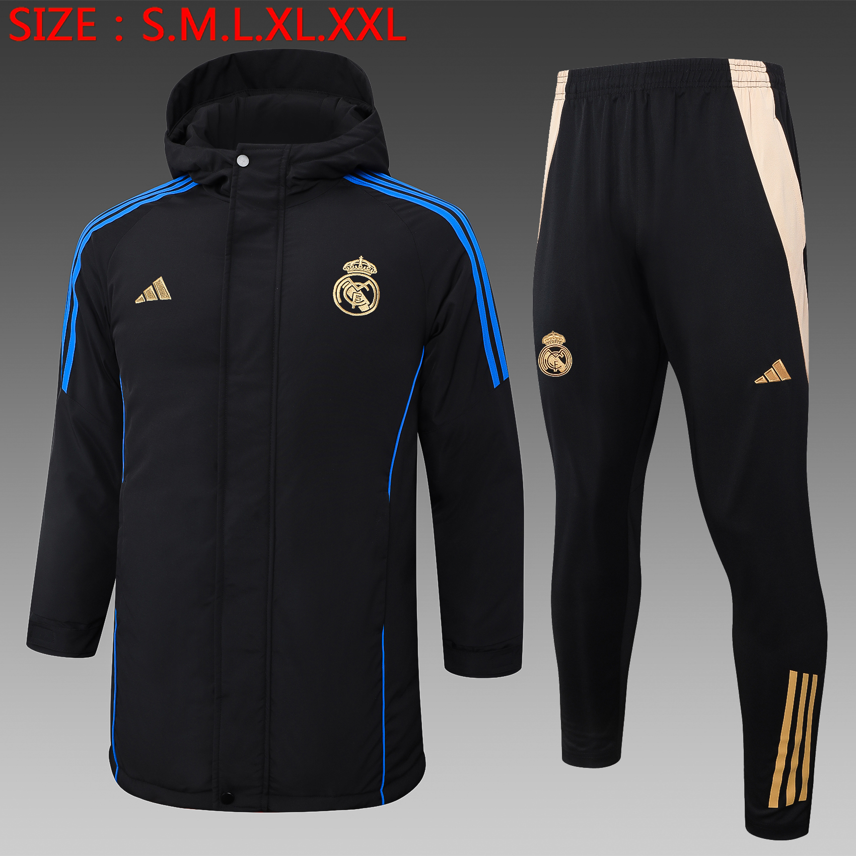2024/2025 Real Madrid Cotton Jacket Black Soccer Jersey 