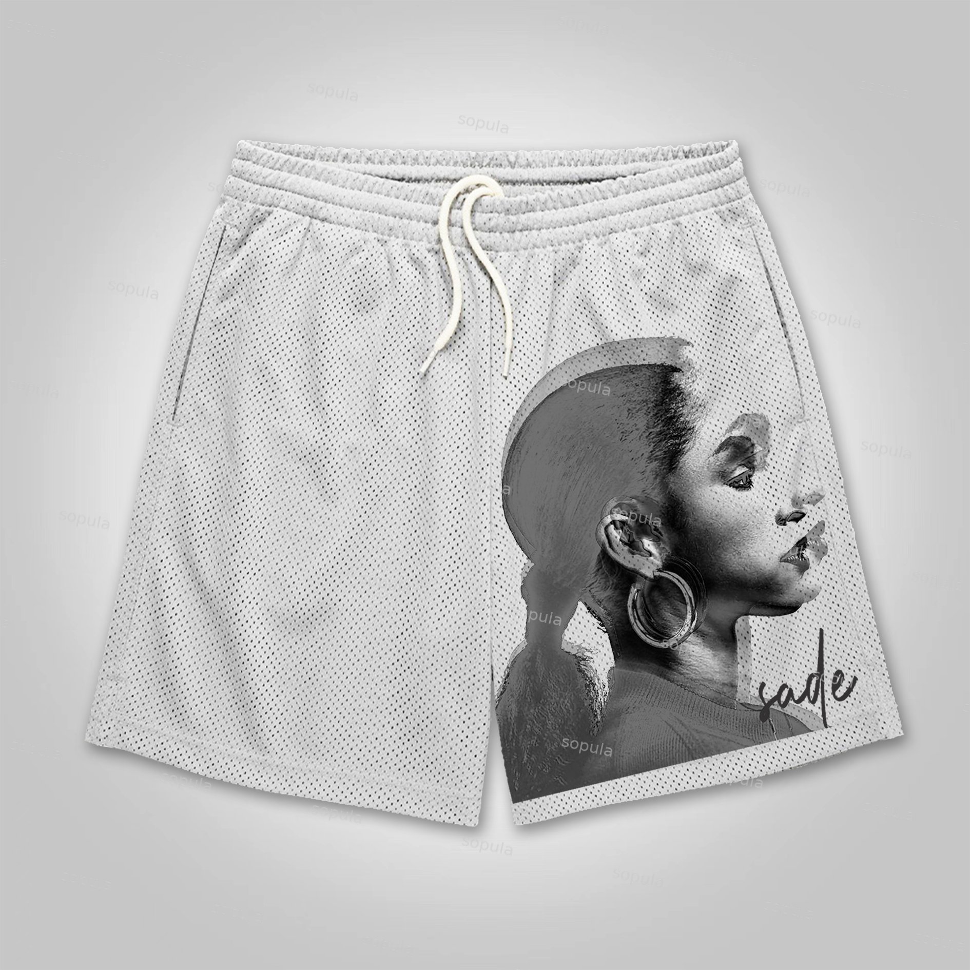 Sopula Sade Adu Vintage Print Mesh Shorts