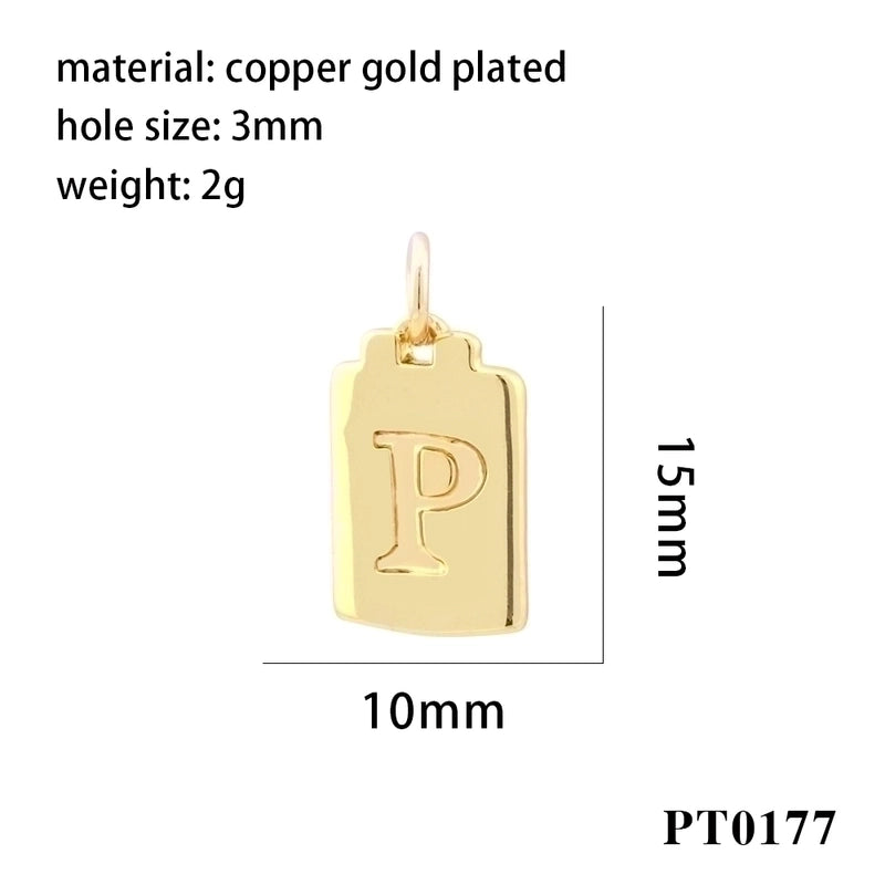 Minimalist Letter Copper Plating 18k Gold Plated Charms