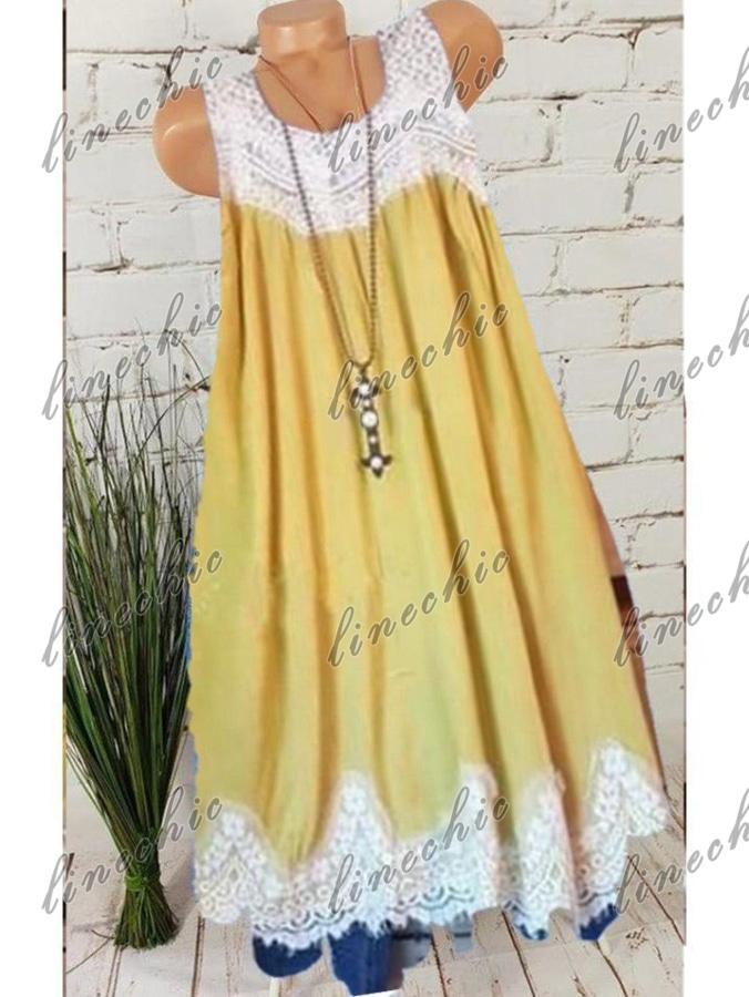 Women Half Sleeve V-neck Solid Color Dress