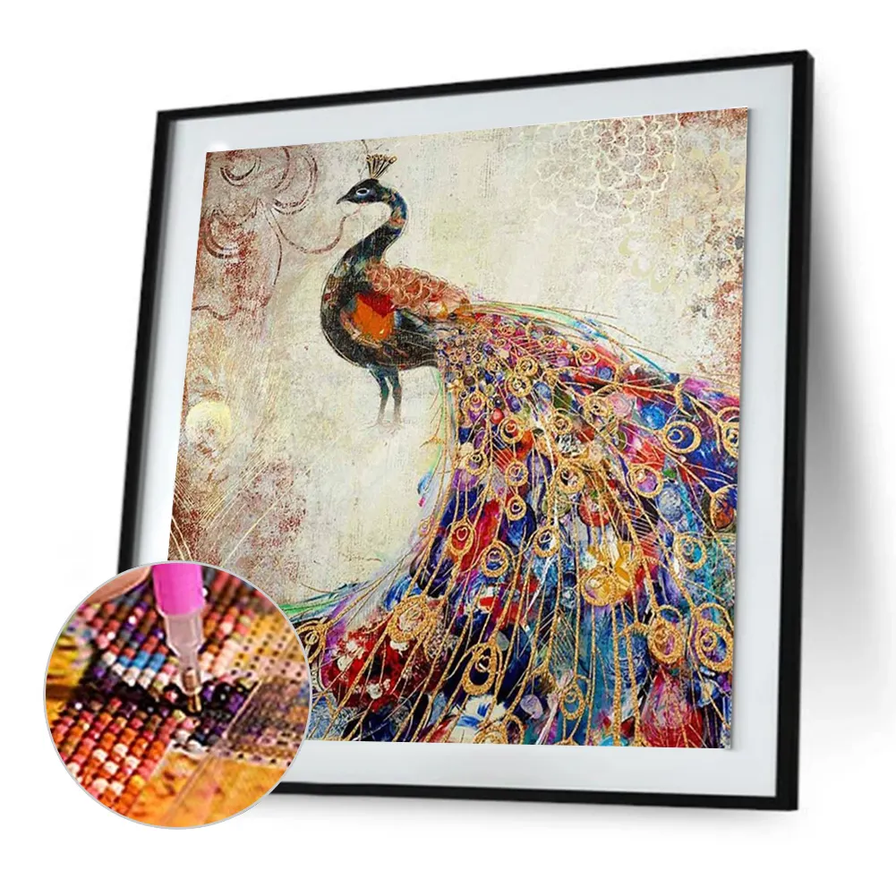 Full Round Diamond Painting 30*30cm - Peacock