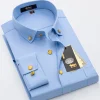 High-end business casual solid color no-iron anti-wrinkle shirt