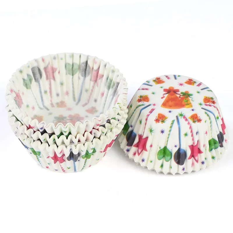 100Pcs Christmas Cupcake Paper Cups Muffin Cupcake Liners Merry Christmas Cake Mold Baking Cup Home Christmas Cake Decorations