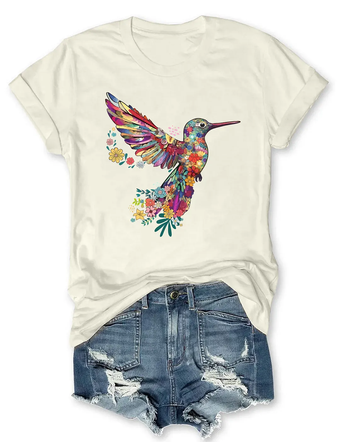 Floral Hummingbird Lover T-shirt