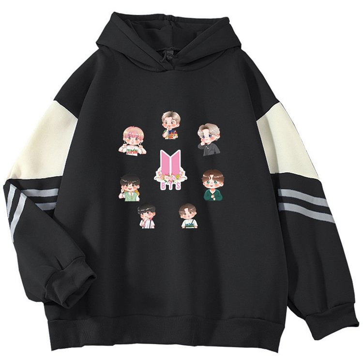 BTS Cartton Colorblock Hoodie