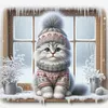 Kitten By Window-11CT Stamped Cross Stitch 40*40cm/15.75*15.75in tapestrymarket