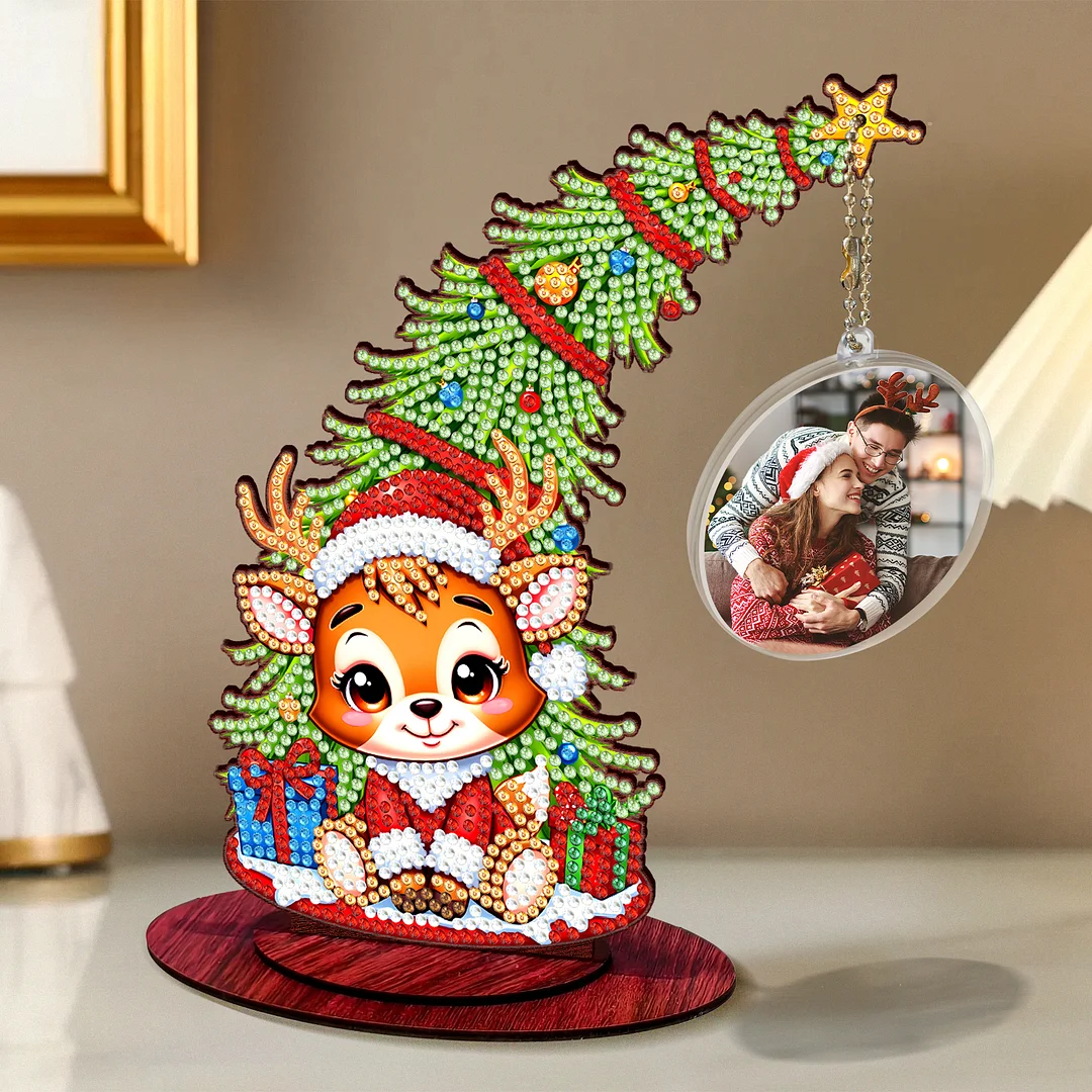 Photo Christmas Tree 5D DIY Diamond Art Tabletop Wood Decorations Ornament Kits