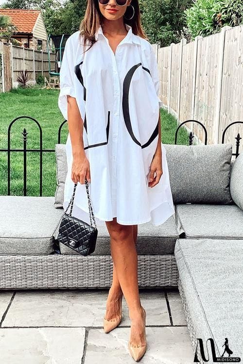 MidiSono - Letter Print Shirt Mini Dress