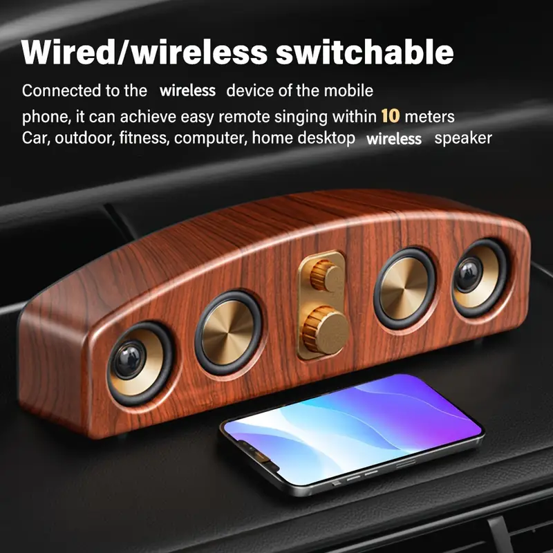 5 0 channel wireless speaker system with subwoofer wireless smart soundbar home theater stereo compatible with tv pc smartphone tablet ideal for parties gaming movies elegant wood grain portable design with low frequency type c and 5 watt and perfect gift for music lovers Product details 6