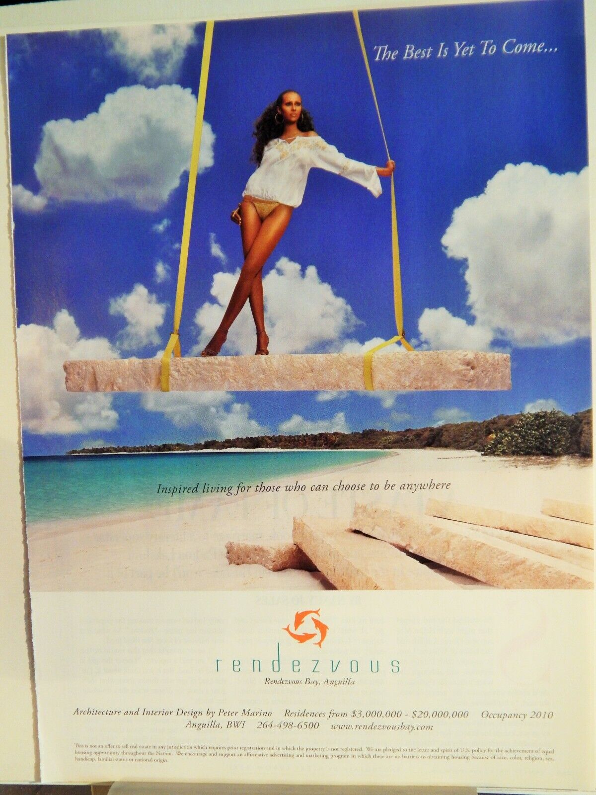 RENDEZVOUS BAY ANGUILLA BWI LUXE RESIDENCES 2007 VTG Photo Poster painting AD, RARE EPHEMERA