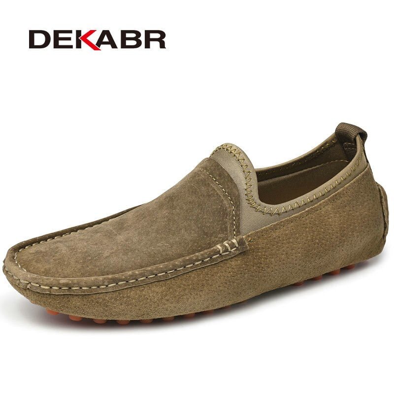 DEKABR Summer Men Loafers Genuine Leather Casual Shoes Fashion Slip On Driving Shoes Breathable Moccasins Plus Size 38~49