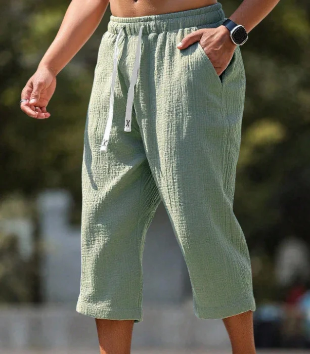 Nigikala Nigikala Men's Summer Cotton Slack Seven-Point Trousers