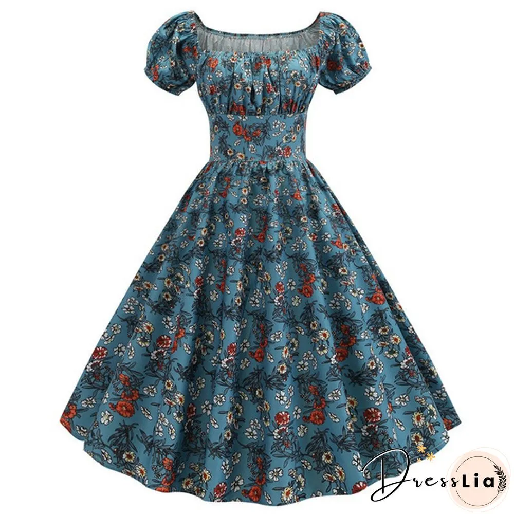 Plus Size Party Dress Rockabilly Vintage Womens Fashion Summer Casual Short Sleeve Ladies